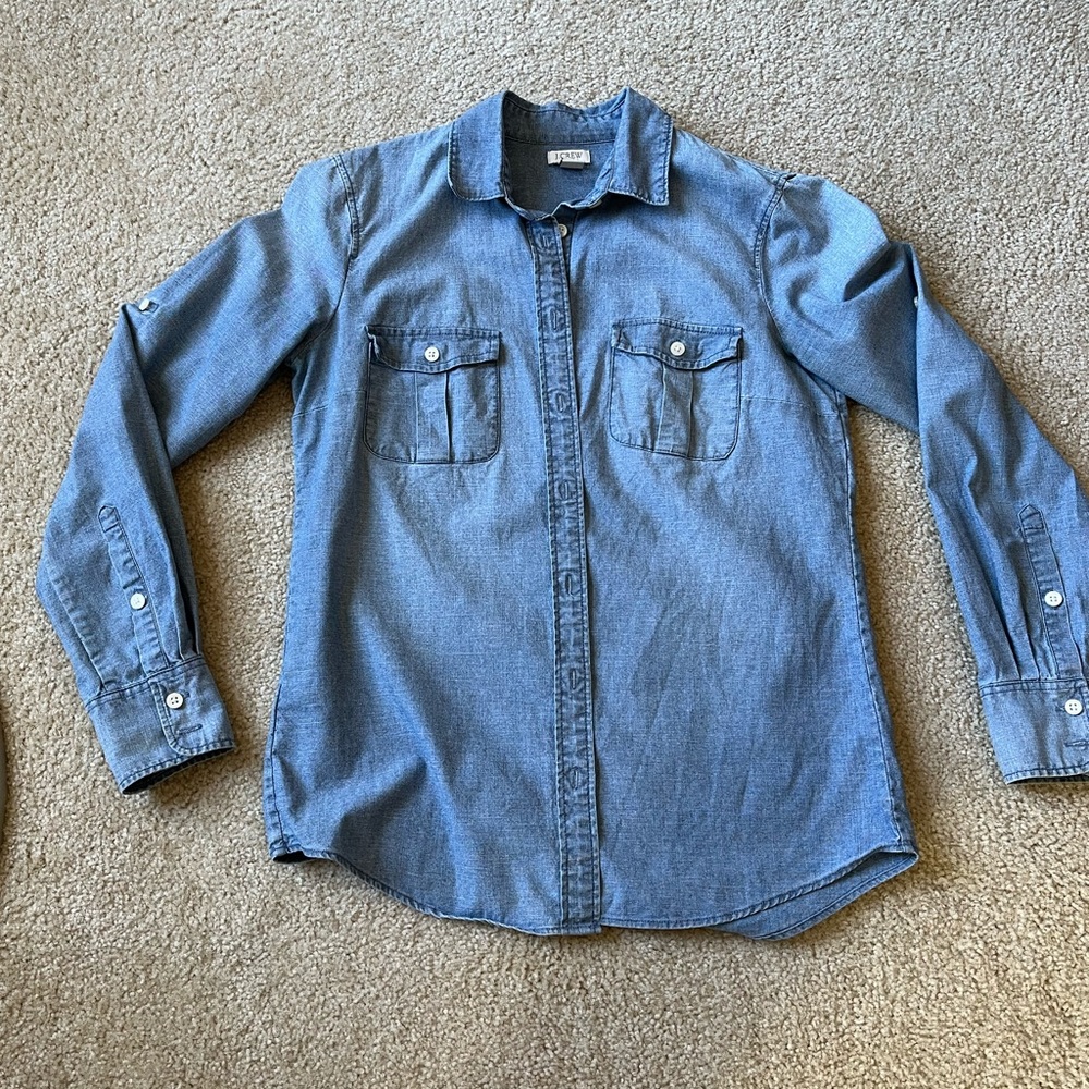 J Crew XS blue button up